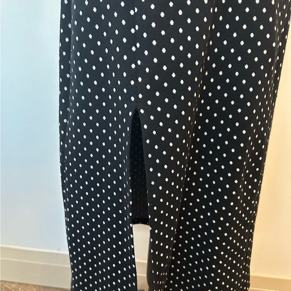 Zara Polka Dot Knit Midi  Dress Short Sleeve Womens M White Black Slit - Picture 6 of 6